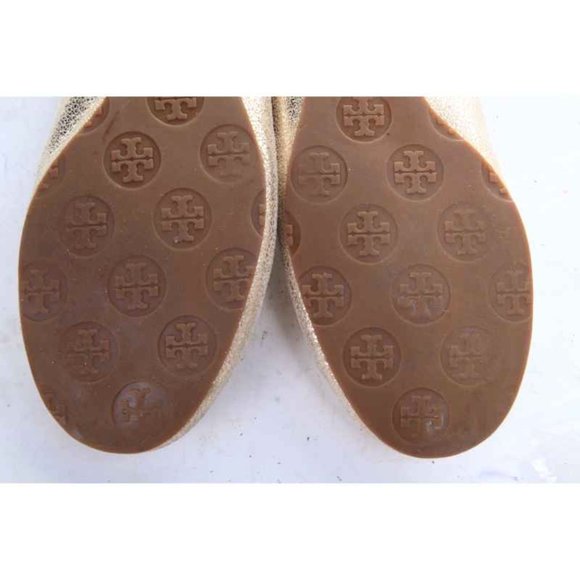 tory burch ballet flats reva shimmery gold ballet flats womens shoes sz 7 M - Picture 9 of 11